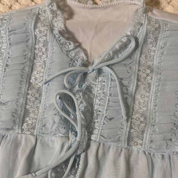 Vintage Light Blue Sheer Neglige Top - Picture 6 of 12
